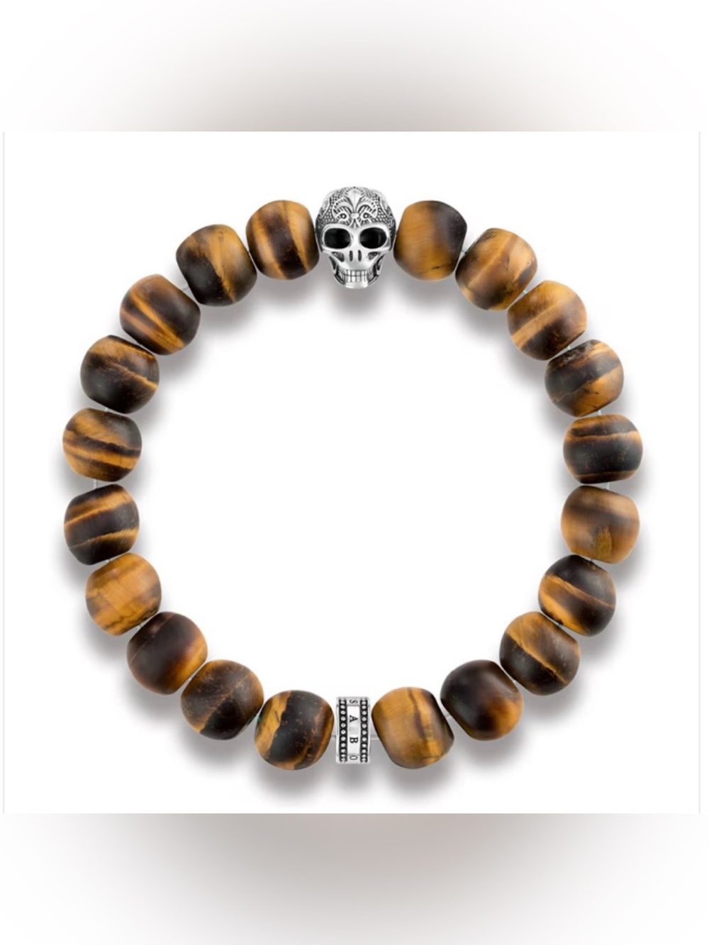 Thomas Sabo Rebel at Heart Power Skull Bracelet Tiger Eye Sterling Silver 925